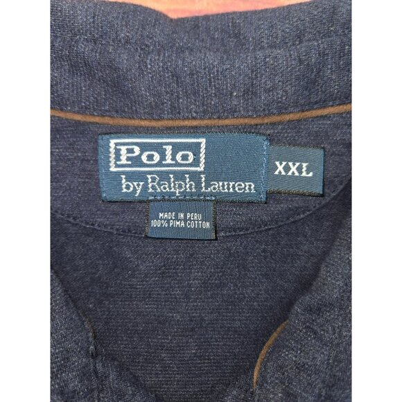 Polo Ralph Lauren Mens Long Sleeve Collared Polo XXL Pima Cotton Navy Blue - Picture 5 of 6
